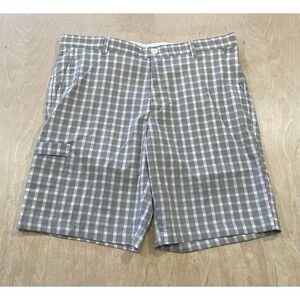 Greg Norman Grey Plaid Golf Shorts Chino‎ Size 36